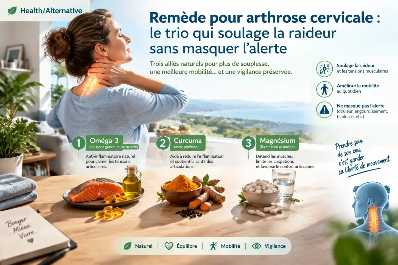 Remède pour arthrose cervicale : le trio qui soulage la raideur sans masquer l’alerte
