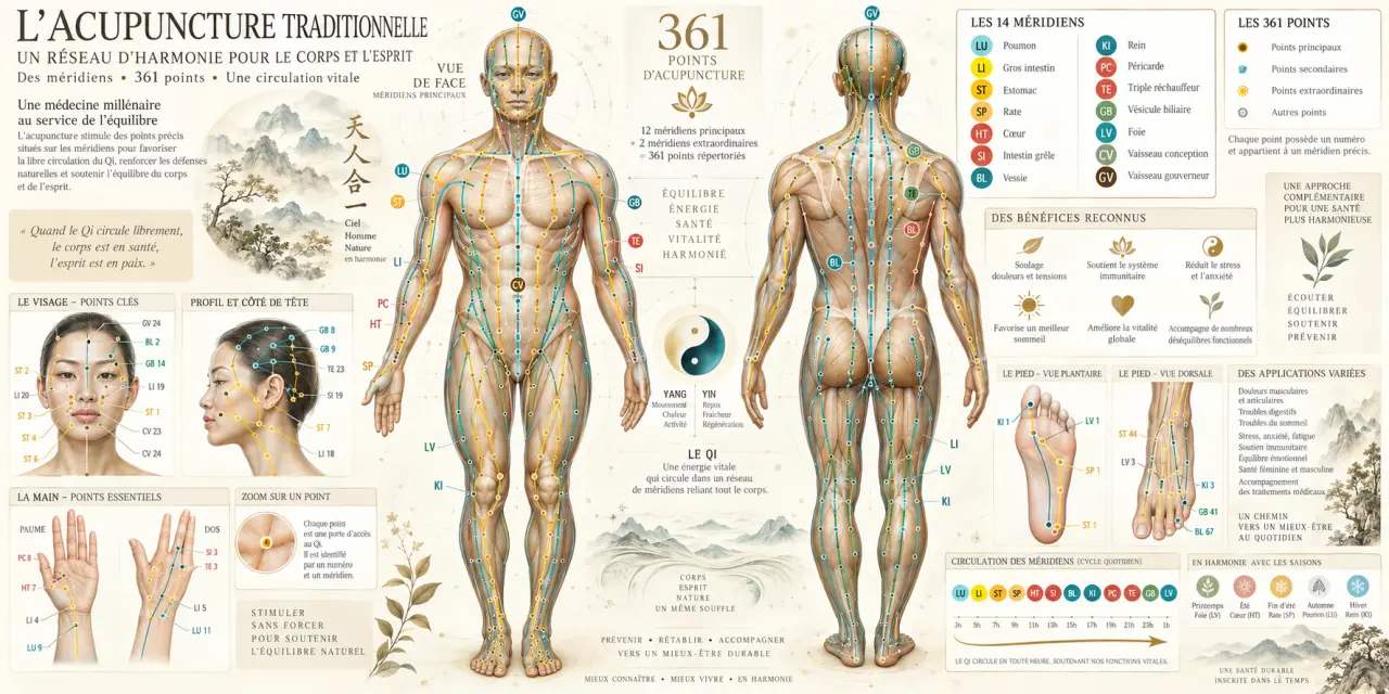 Les points d’acupuncture : 361 repères, des méridiens et des codes à comprendre