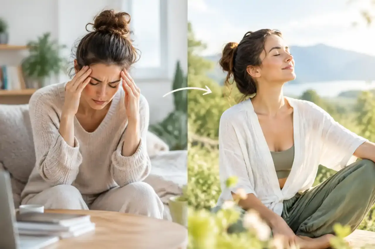 Femme pratiquant des mouvements doux dans un espace lumineux