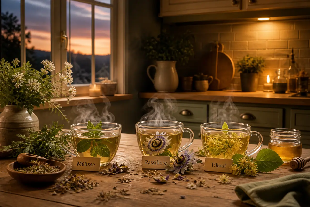 Quelle tisane pour relaxer le soir : mélisse, passiflore ou tilleul ?
