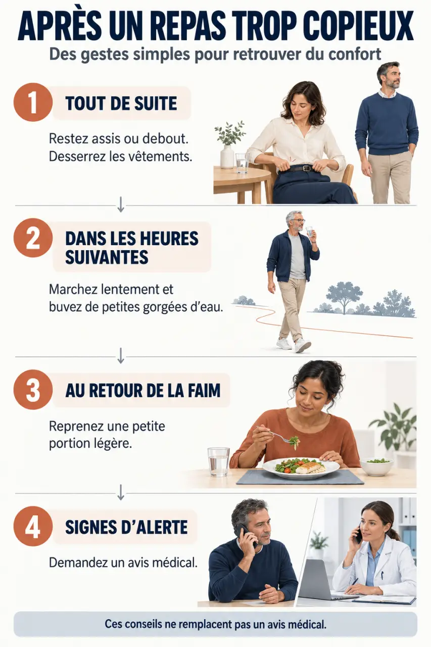 Comment digérer rapidement après avoir trop mangé : gestes à faire dans les heures suivant un repas copieux